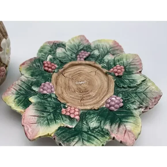 Fitz‎ And Floyd 1991 White Flowers w/ Berries Steam Leaves TeaCup & Saucer 2 set - Picture 8 of 12